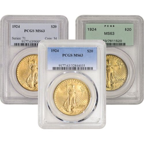 US Gold $20 Saint-Gaudens Double Eagle - PCGS MS63 - Random Date and Label