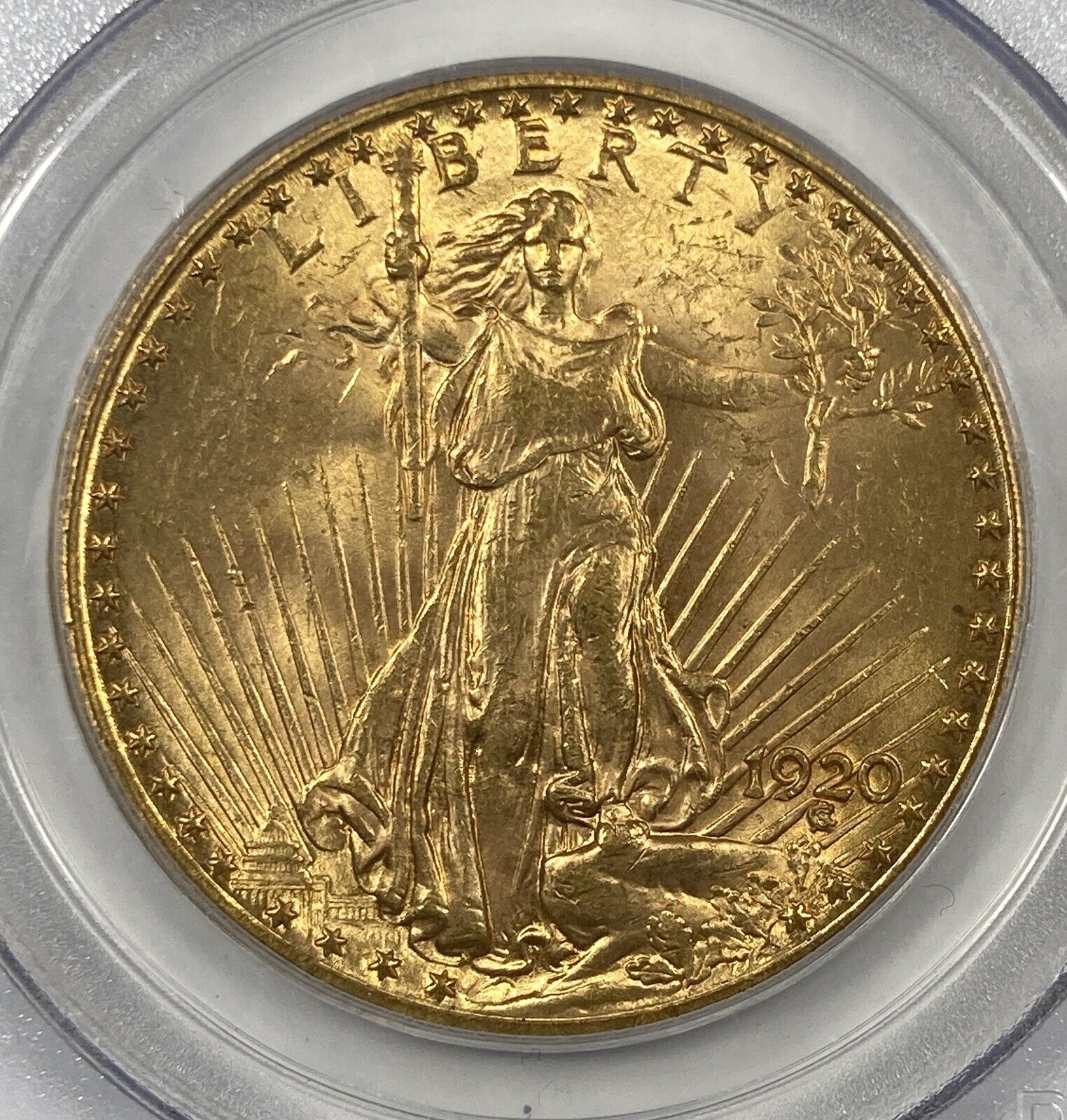 1920 $20 Saint Gaudens. Gold. PCGS MS63.