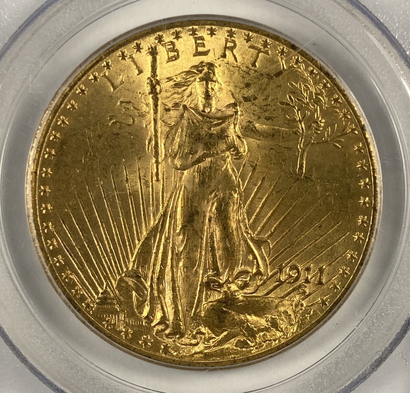 1911 $20 Saint Gaudens. Gold. PCGS MS63.