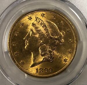 1899-S $20 Gold Liberty, Double Eagle. PCGS MS62.