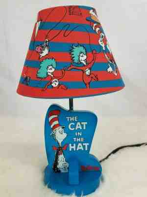 Dr Seuss Lamp Lampshade Vintage Cat in the Hat Collectible Childrens Room Decor