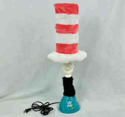 Dr Seuss Cat in the Hat Lamp 2003 Hand Holding Fuzzy Red & White Hat Works