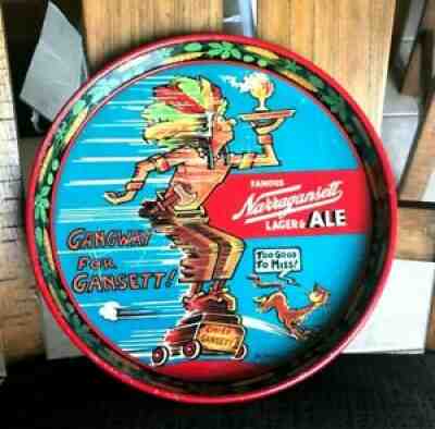 VINTAGE DR. SEUSS NARRAGANSETT BEER INDIAN CHIEF GANSETT METAL TRAY CRANSTON RI