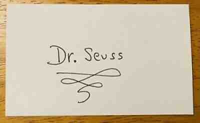 Dr Seuss Signed Autographed 3x5 Card Full JSA Letter Doctor Theodor Geisel