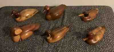 Vintage Art 6 Signed Artist Gordon Stennett - HandMade Carving Decoy Ducks Rare