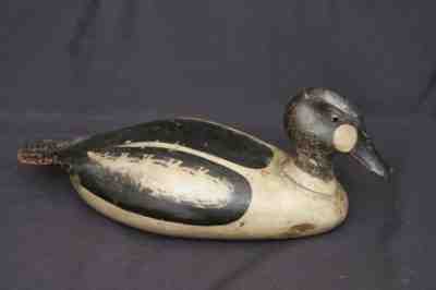 Antique Hand Carved Painted Folk Art Tack Eye Bufflehead Working Wood Duck Decoy