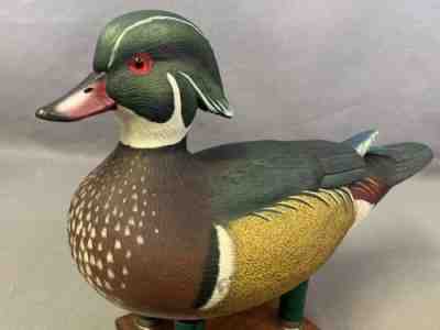 RARE Early Ben Heinemann Wood Duck Decoy Signed Dated 1980 Rockport IL DU Dinner