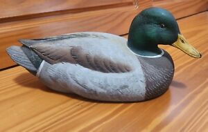 New ListingHand carved wood duck decoy rustic primitive art Unsigned Green Head some wear