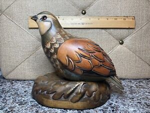 TOM TABER BOBWHITE QUAIL Bird - Carved Signed Sculpture Decoy Vintage