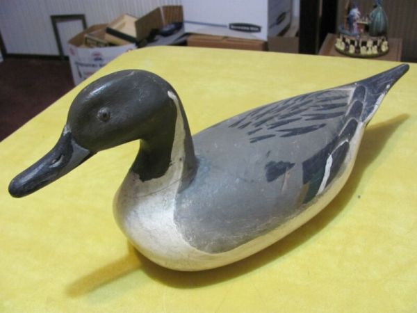 New ListingVintage Wooden Hand Carved/Painted Glass Eyed Duck Decoy. Pintail Drake.  Nice!!