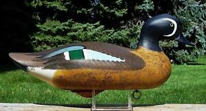 MINT RARE TEAL SUPERB 100% ORIG SIGN~DATED 1980 CAPT HARRY JOBES Wood Duck Decoy