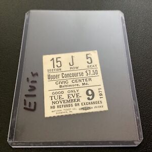 ELVIS ORIGINAL CONCERT TICKET STUB / Baltimore MD November 1971