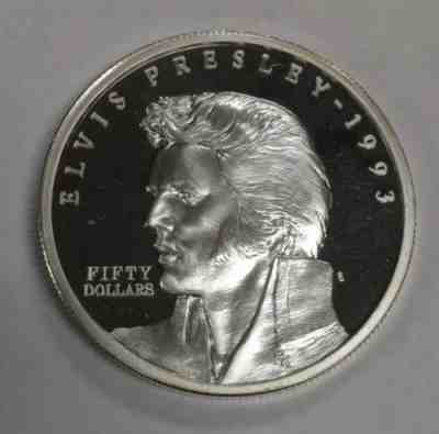 1993 Marshall Islands $50 Elvis Presley 1 oz 999 Fine Silver Coin
