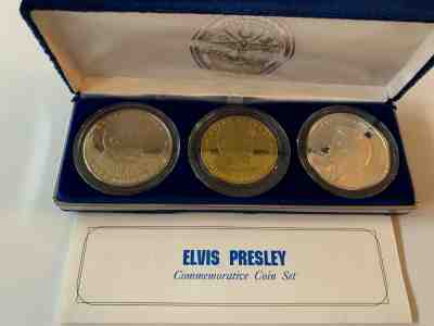 ELVIS PRESLEY 3 PC. COMMEMORATIVE COIN SET 1993 $5, $10, $50 MARSHALL ISLANDS
