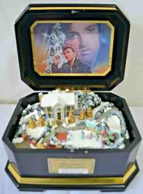 Elvis Presley Ardleigh Elliott Music Box Wood Graceland at Christmas COA NIB