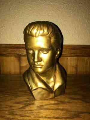 RARE ELVIS PRESLEY THE KING OF ROCK & ROLL 1978 GOLD PAINTED CERAMIC HEAD BUST
