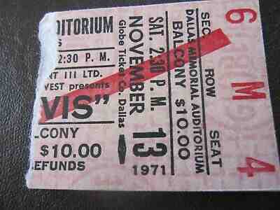 RARE 1971 ELVIS PRESLEY AUTHENTIC CONCERT TICKET - DALLAS   71 