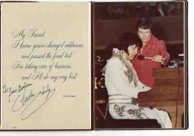 Elvis Presley Original Signed Oversized Wallet Photo  by Charlie Hodge c1978