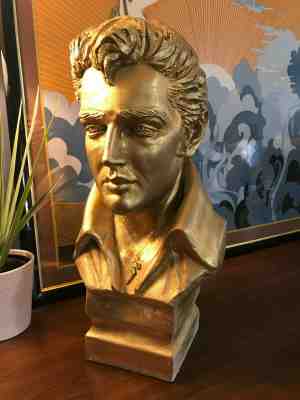 19'' Elvis Presley AMC Mexico FM Chalkware Ceramic Statue Bust + TCB necklace