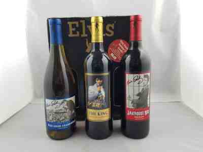 Rare NOS 2003-2004 Elvis Presley Graceland Cellars 3 Bottle Wine Set Cab, Merlot