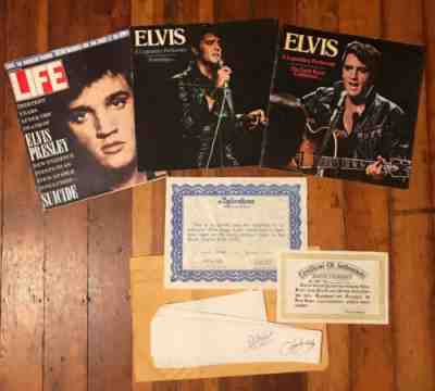 Lot of ELVIS PRESLEY Signed Stage Scarf Life Magazine Legendary Performer Books