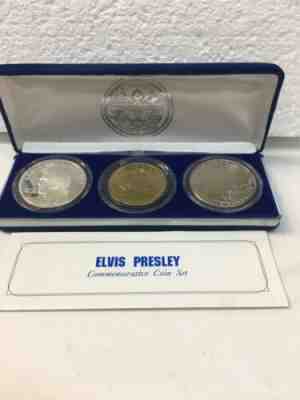 1993 Elvis Presley 3 Coin Commemorative Coin Set Marshall Islands 1 Oz Silver