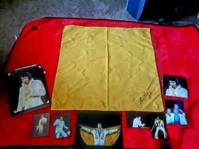 ELVIS PRESLEY YELLOW GOLD  Concert  SCARF AND PICTURES  1977