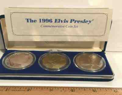 1996 Elvis Presley Commemorative 3-Coin Set -- Marshall Islands with COA  