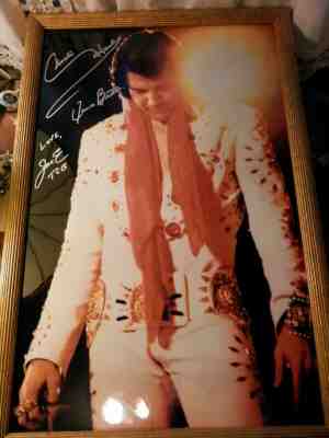 Elvis Presley signed rare large Ed Bonja concert photo framed