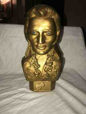 Vintage GOLD BLUE EYES Elvis Presley 12" Ceramic Bust Head Sunrise Mold 1977