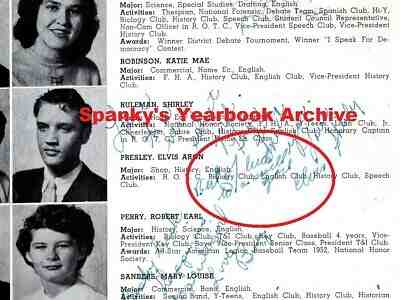 1953 ELVIS PRESLEY Inscribed Signed sr High School Yearbook ~ Heartbreak Hotel 