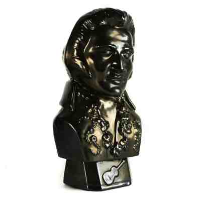 Vintage Elvis Presley 12" Ceramic Bust Head Hawaii Tiki Luau Sunrise Mold Black 