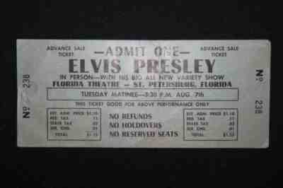 Elvis Presley original August 7,1956 Matinee Ticket~Florida Theater St Pete  FLA