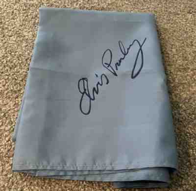 Elvis Presley Original Concert Scarf 1970's Blue Silk 34x34 RARE W/ COA Letters