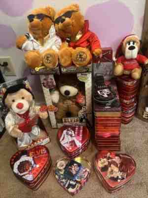 Huge Lot Of Elvis Presley Russell Stover Candy Tins*Empty* And Lot Of EP Bears!!