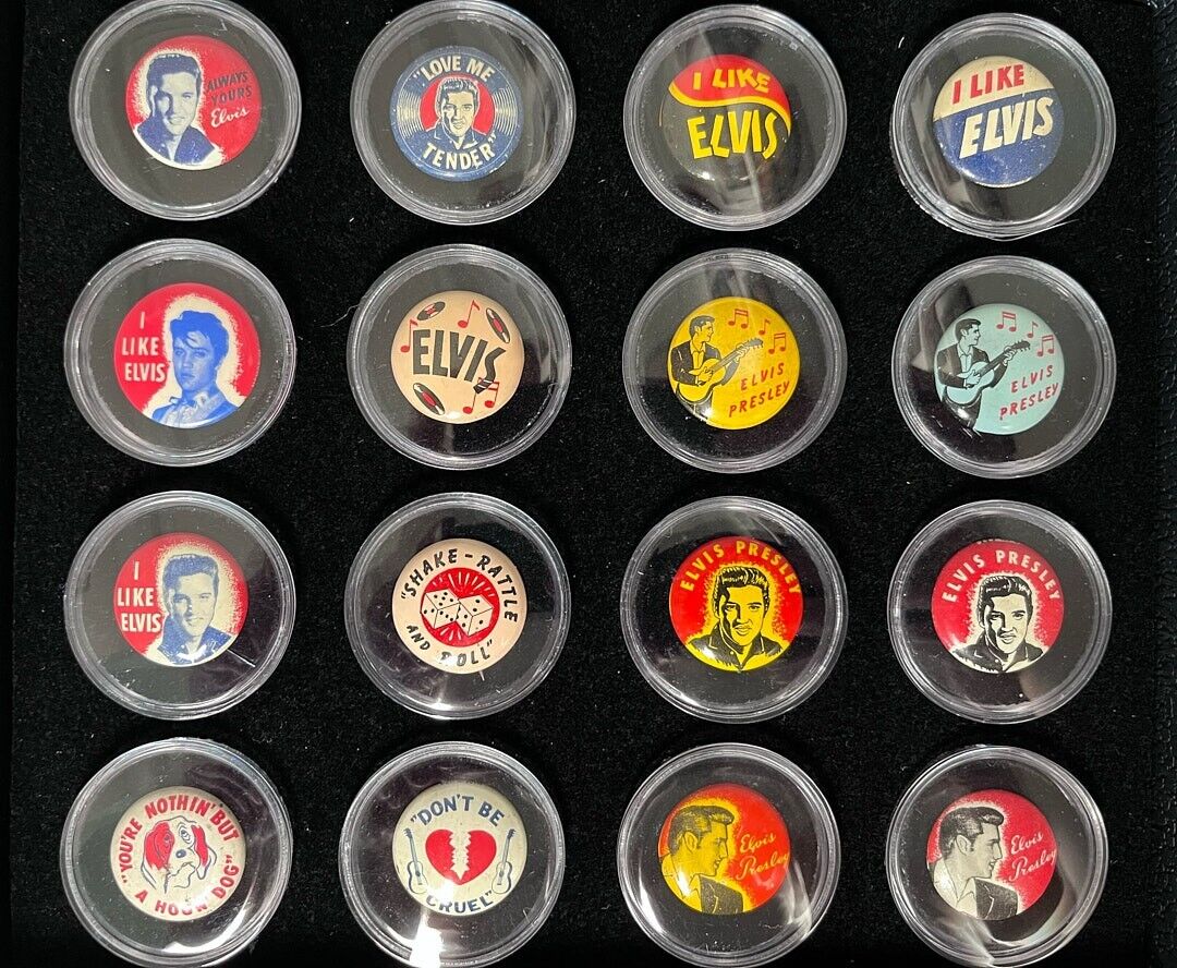 Elvis Presley Green Duck Button 1956 Group - 16 Total