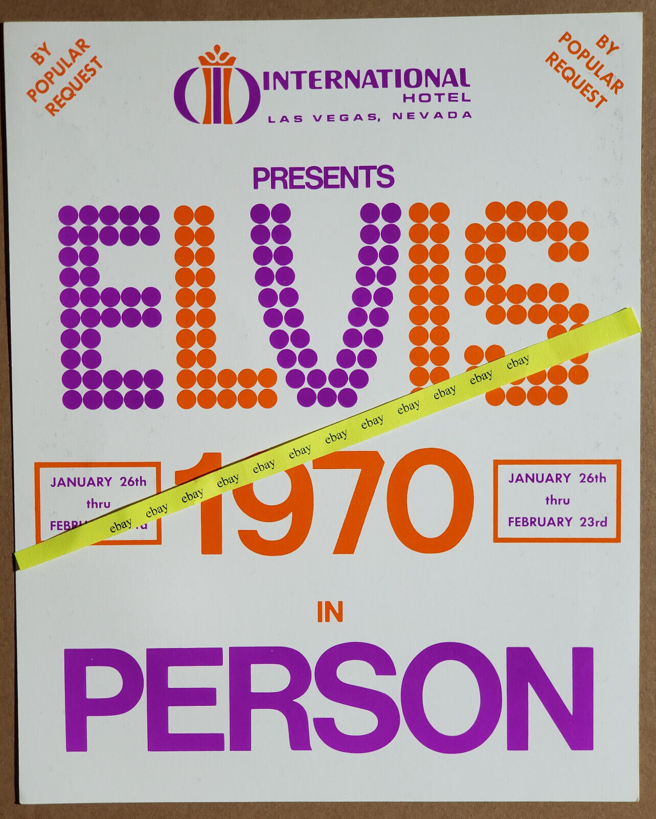 New Listing2 Elvis Presley 8 X 10 International Hotel Photos with fancy back 1970
