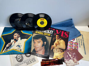 Vintage 1970s Elvis Presley Blue Concert Scarf W/ Facsimile Autograph Signature