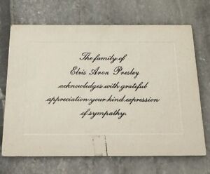 Elvis Presley Funeral/ Thank You acknowledgment  Sympathy Card/ 1977