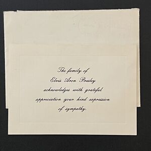 Elvis Funeral Thank You Card / Vernon Presley  / August 1977 / Graceland / RARE