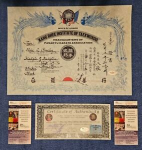 Elvis Presley Kang Rhee Autographed Institute Of Taekwondo Certificate With COAs