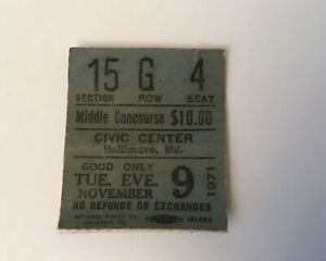 Elvis 1971 Baltimore Maryland Concert Ticket  / RARE / Direct From Memphis
