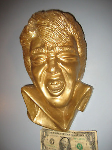 1977 ELVIS Bust Gold Plaster by Creative Decor Inc Phila Pa Heavy Wall Hanging
