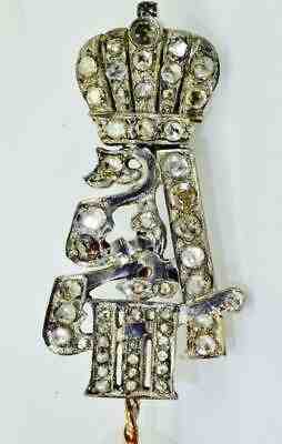 Imperial Russian Faberge 14k gold&Diamonds award Alexander III Cypher pin brooch