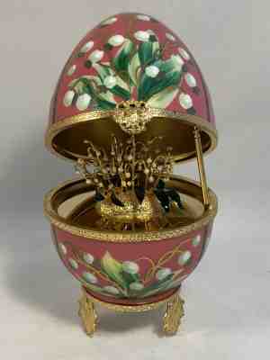 FABERGE LILIES OF THE VALLEY PEINT MAIN LIMOGES EGG LIMITED SERIES #85 FRANCE