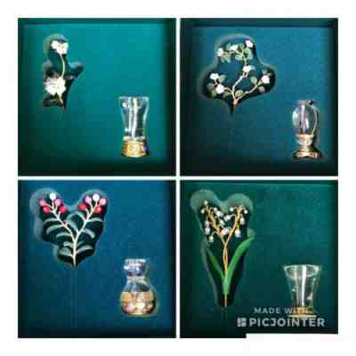 6 Joan Rivers Imperial Treasures Faberge Flowers in Vases Complete Set NEW 