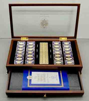 Stunning House of Faberge Imperial Domino Set - 22K Gold-Plated - Franklin Mint