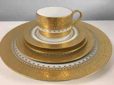 Faberge Imperial Heritage White & Gold China Set of 8; 4 Platters. Discontinued 