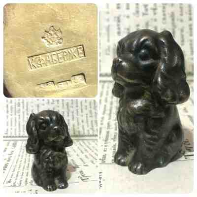 Carl Faberge silver + gilding dog lapdog vintage figure 146 gram stamp 84