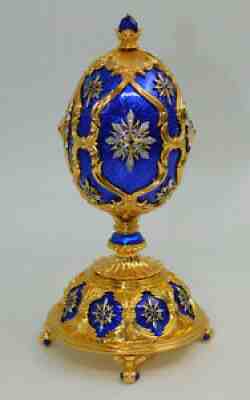 Franklin Mint Faberge Egg, The Star of the North, Sterling Silver Gold Diamonds